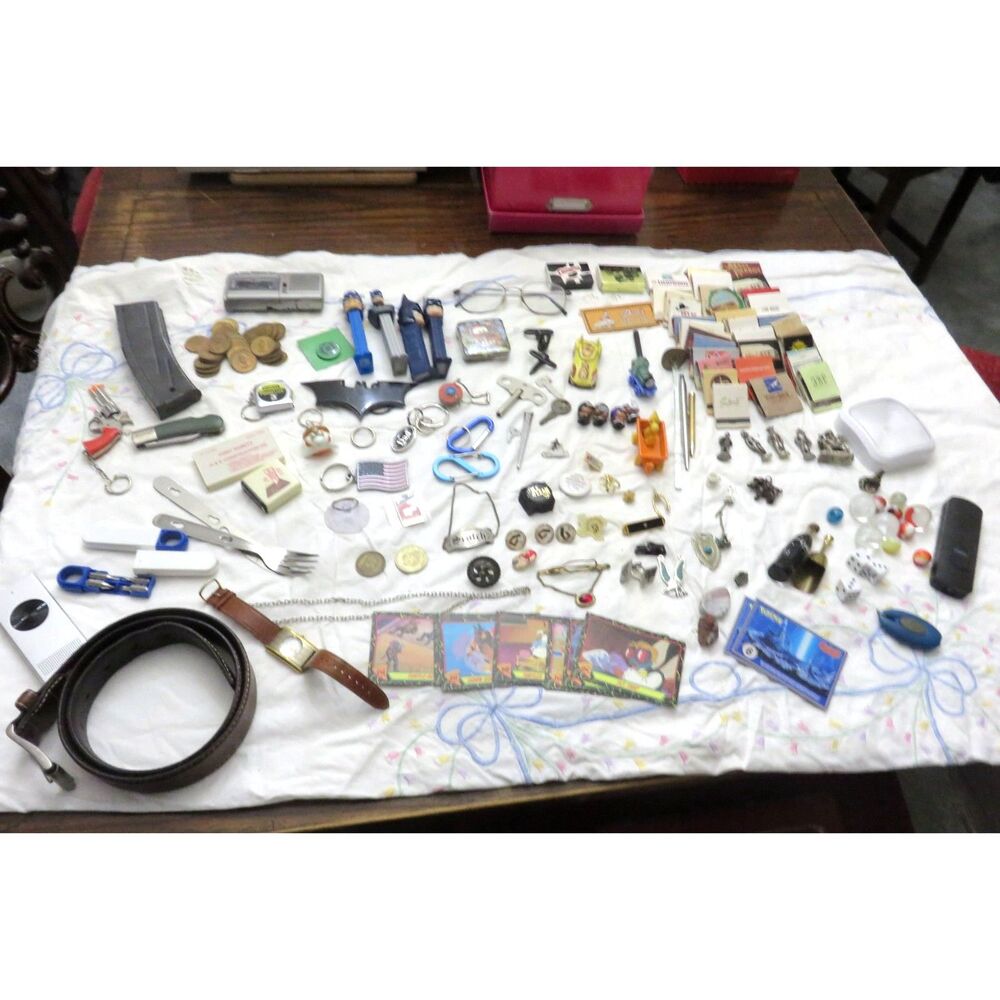 Junk Drawer Lot Vintage to Modern,Tokens, jewelry,Watches, Trading Cards & More